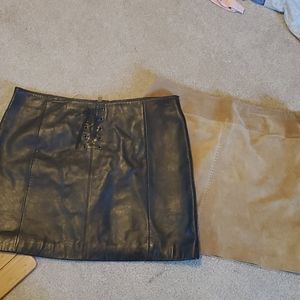 Leather black mini shirt